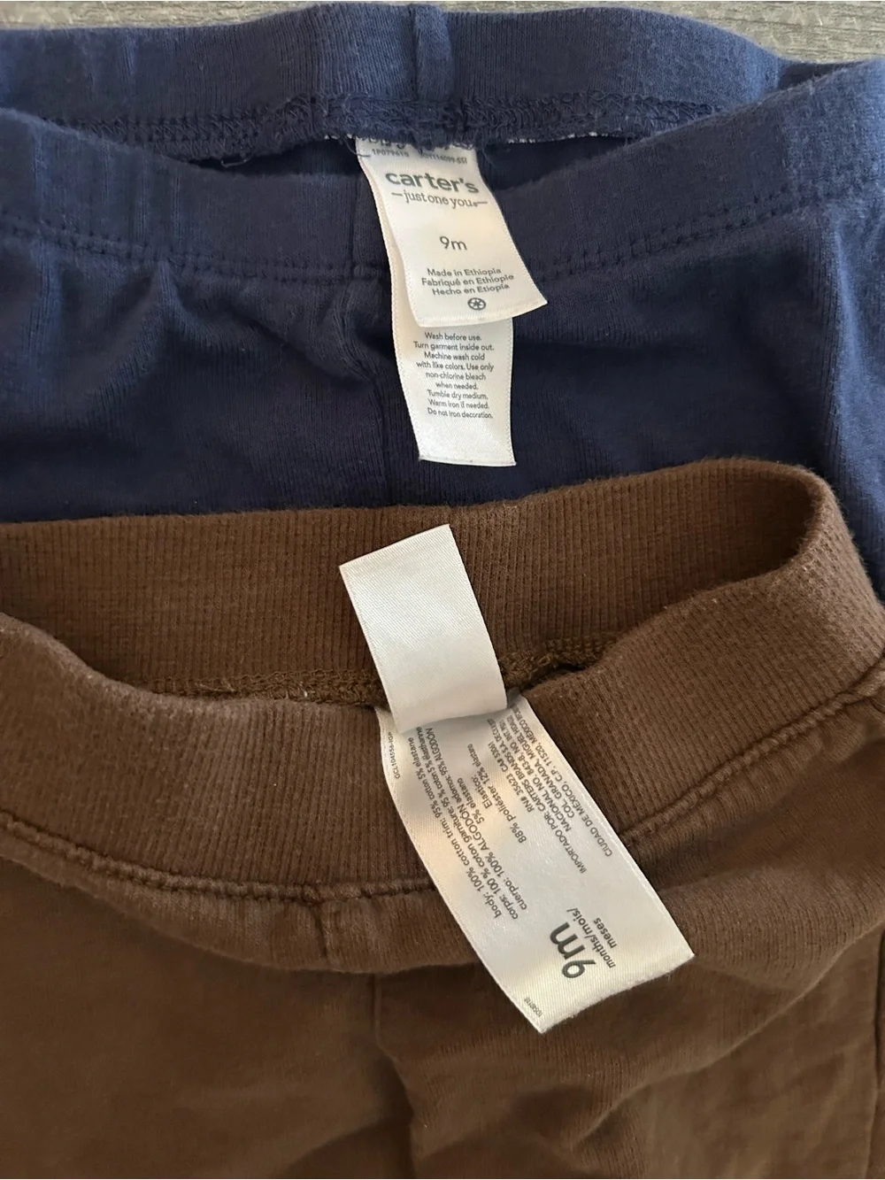 Carter's Navy and Brown Cotton sweatpants/joggers. Size 9M.